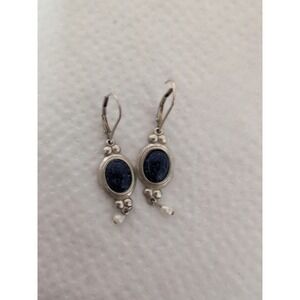 C. Co Coleman 925 Sterling Silver Crushed Blue Stone Coral & Pearl Earrings